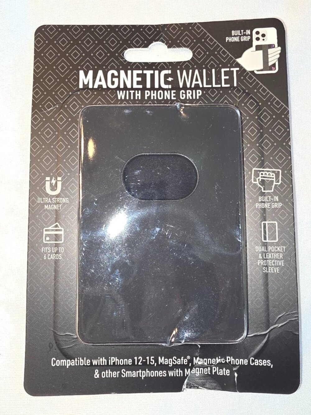 Magnetic Cell Phone Wallet Stretchy Card Holder Elastic Grip Open Box Magsafe